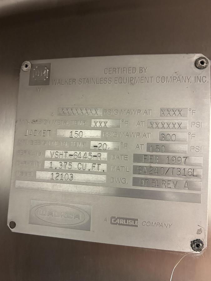 Used Walker Stainless 20,000 Gallon Jacketed Stainless Steel Storage Tanks SA240/T316L R-717 Lot of 4 1997