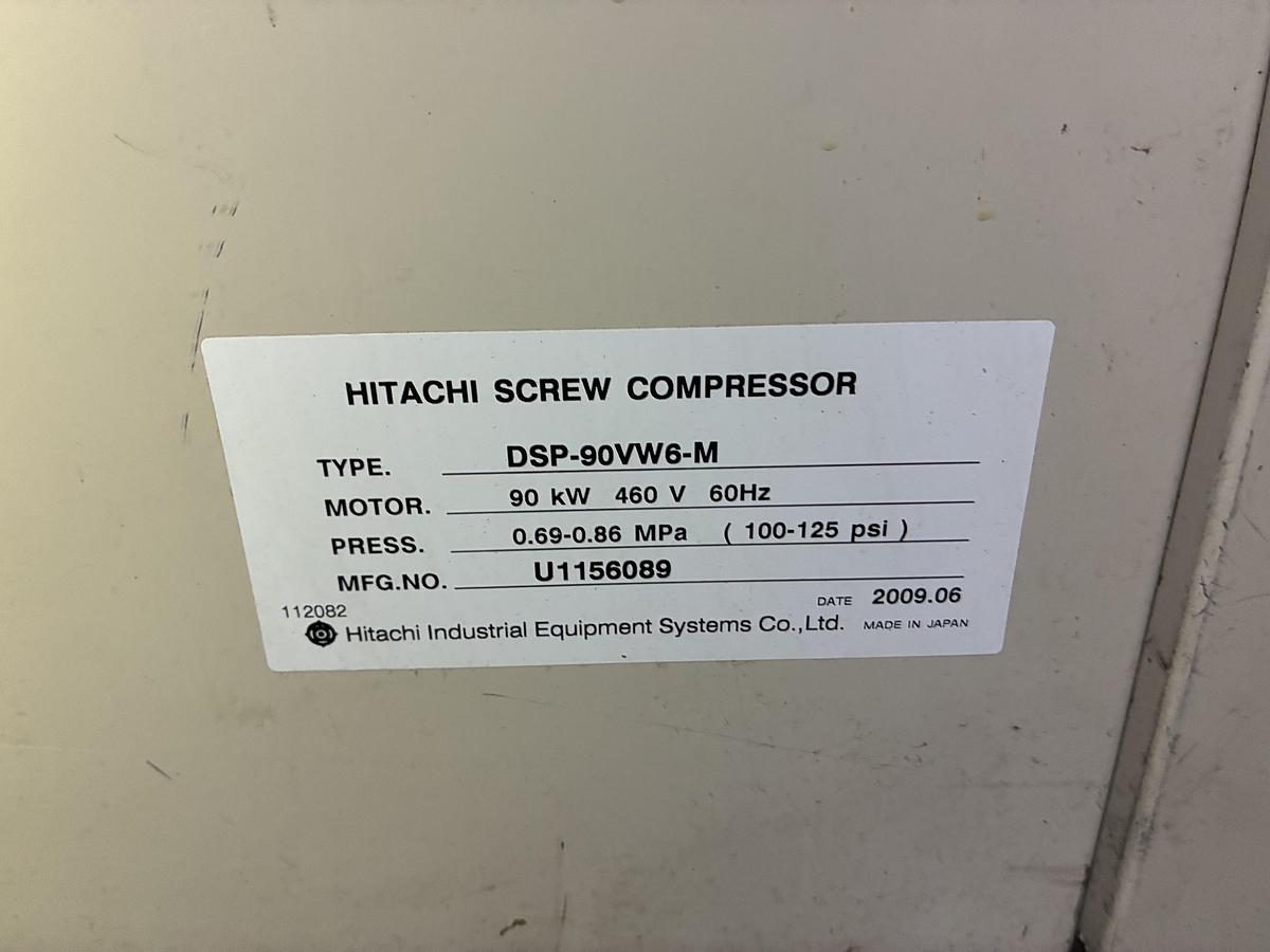 Used Hitachi DSP-90VW6-M Oil-Free Rotary Screw Air Compressor System