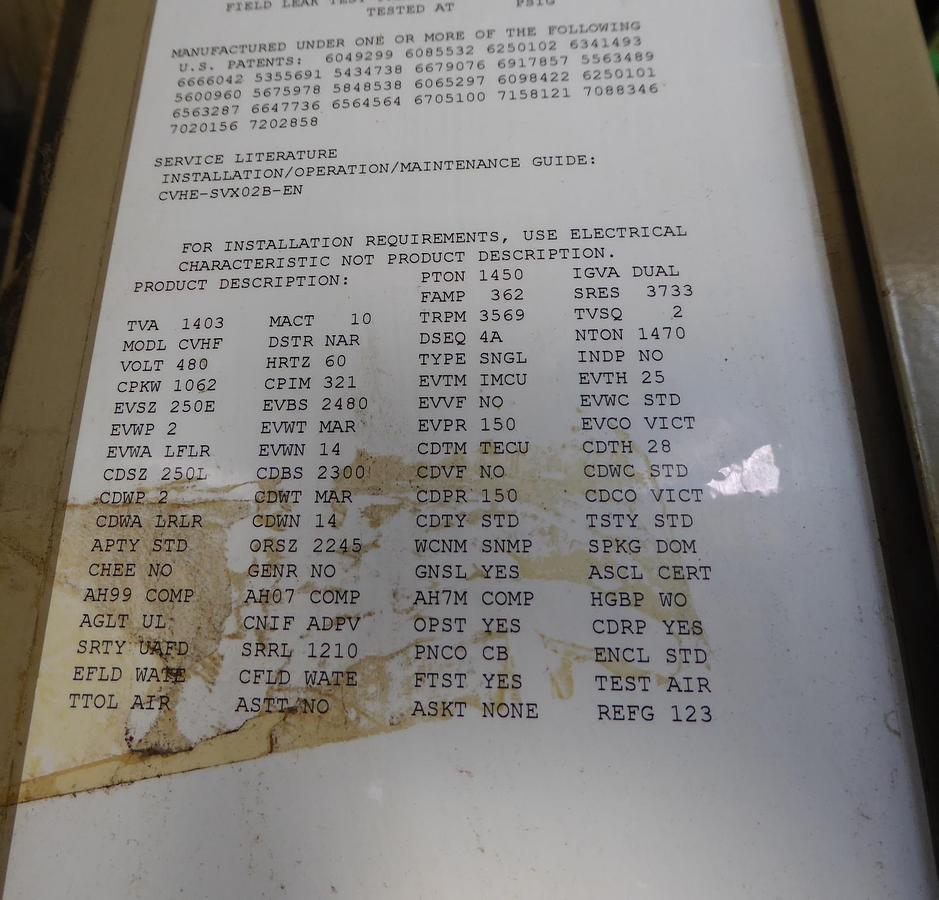 Used Trane CenTraVac Water Chiller 1450 Tons – CVHF1470