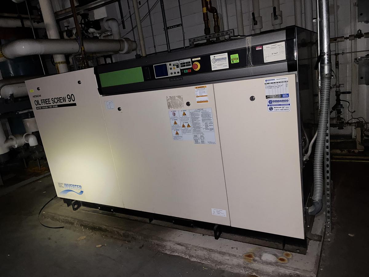 Used Hitachi DSP-90VW6-M Oil-Free Rotary Screw Air Compressor System