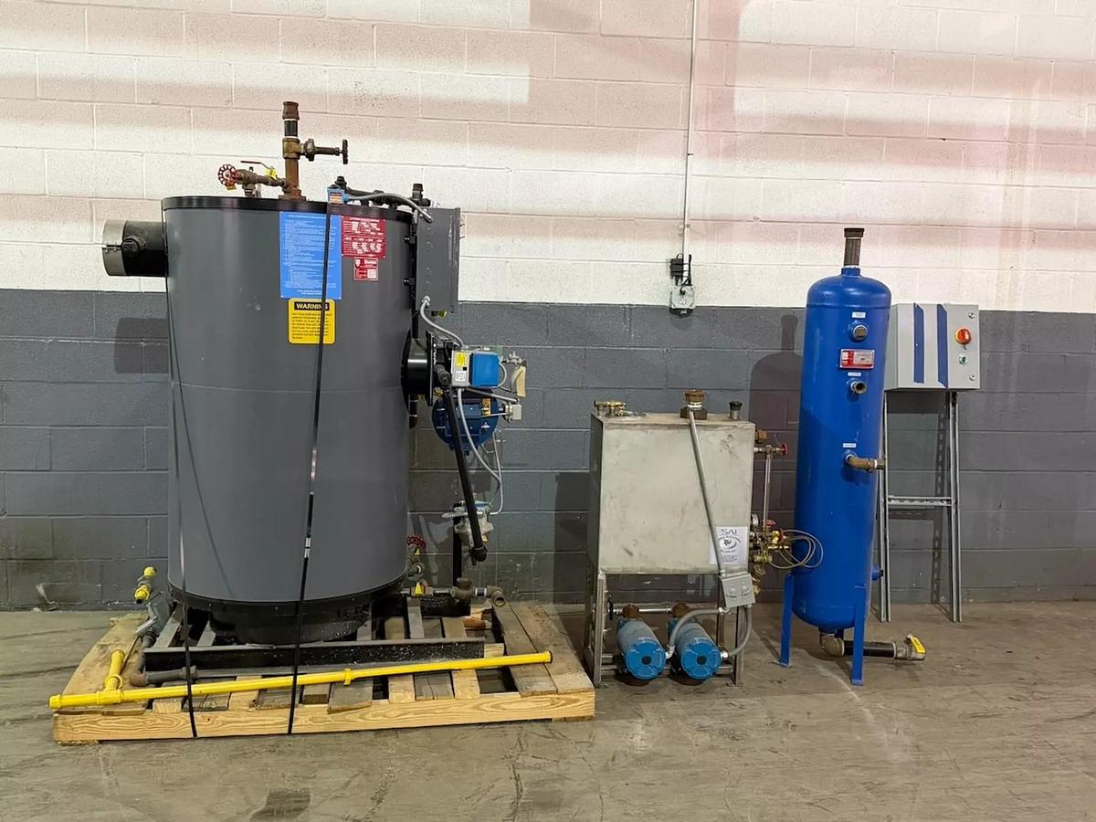 Used 2019 Lattner Boiler Company 15 HP Natural Gas Steam Boiler System — Model WLF — S/N 97716 — Complete System with Feedwater Tank, Condensate Receiver & Controls