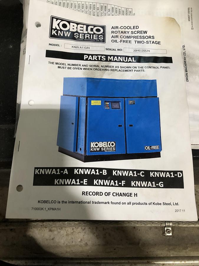 Used Kobelco Oil-Free Rotary Screw Air Compressor KNWA1-G/H