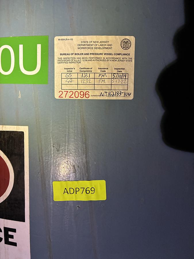 Used Industrial Compressed Air Receiver Tank - Vertical Storage Vessel