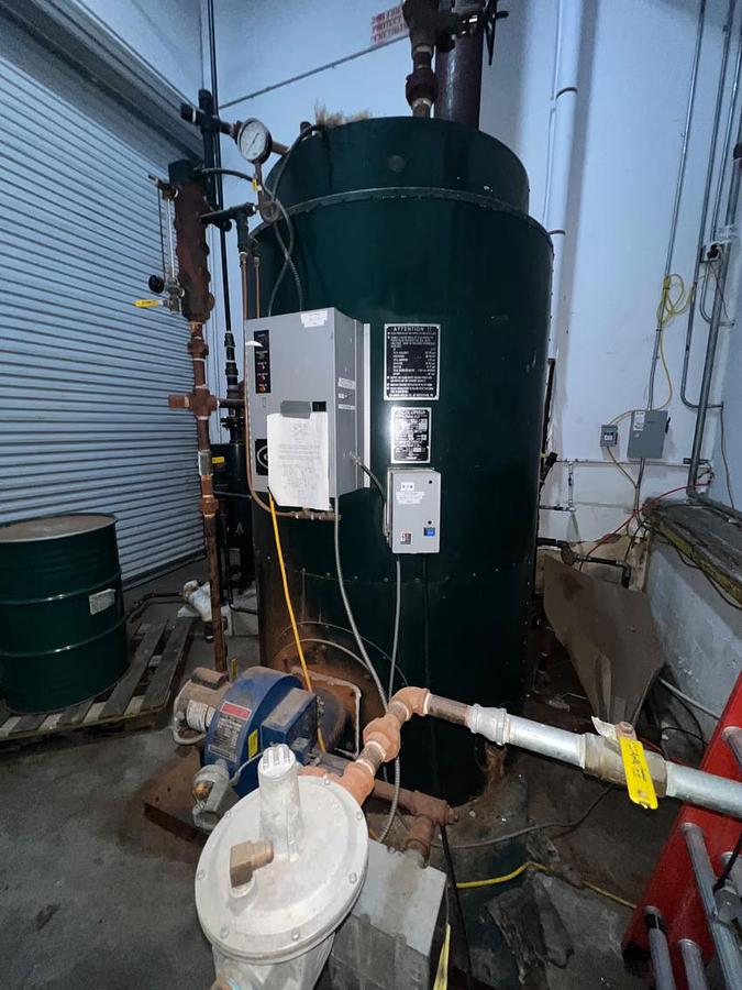 Used Columbia Boiler CT-Series Vertical Steam Boiler 50 HP Type CT Natural Gas Power Flame JR50A-15 Burner 150 PSI MAWP Built 2012