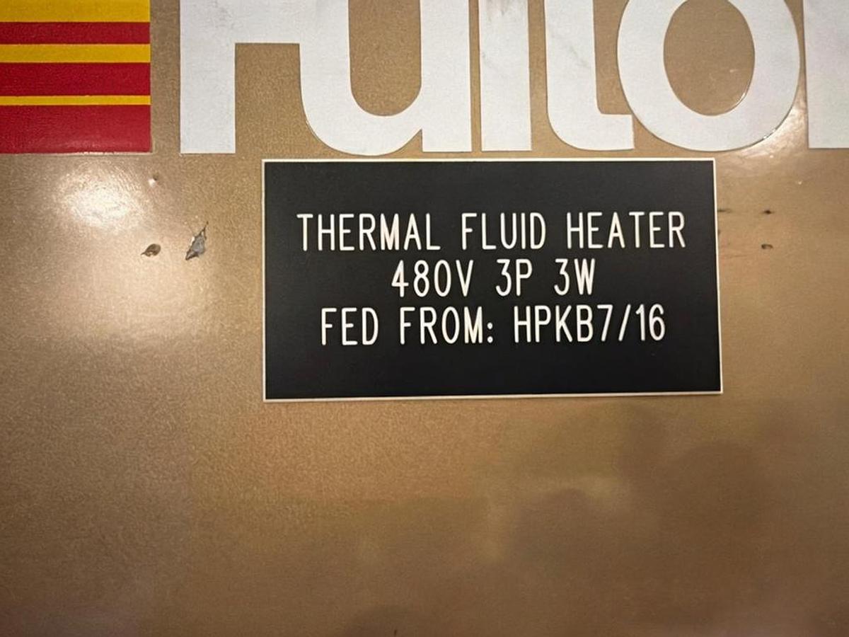 Used Fulton Thermal Fluid Heater Skid — 480V 3-Phase Complete Skid System with Pump, Motor & Control Panel