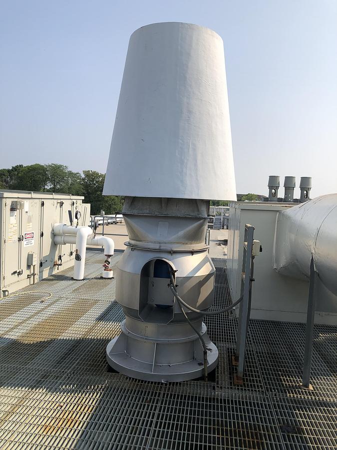 Used Skyplume EF-1 G1-ELLV-30 Exhaust Fan with Vertical Discharge Stack