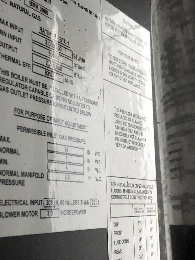 Used AERCO Benchmark Commercial Water Heater System BMK 3000