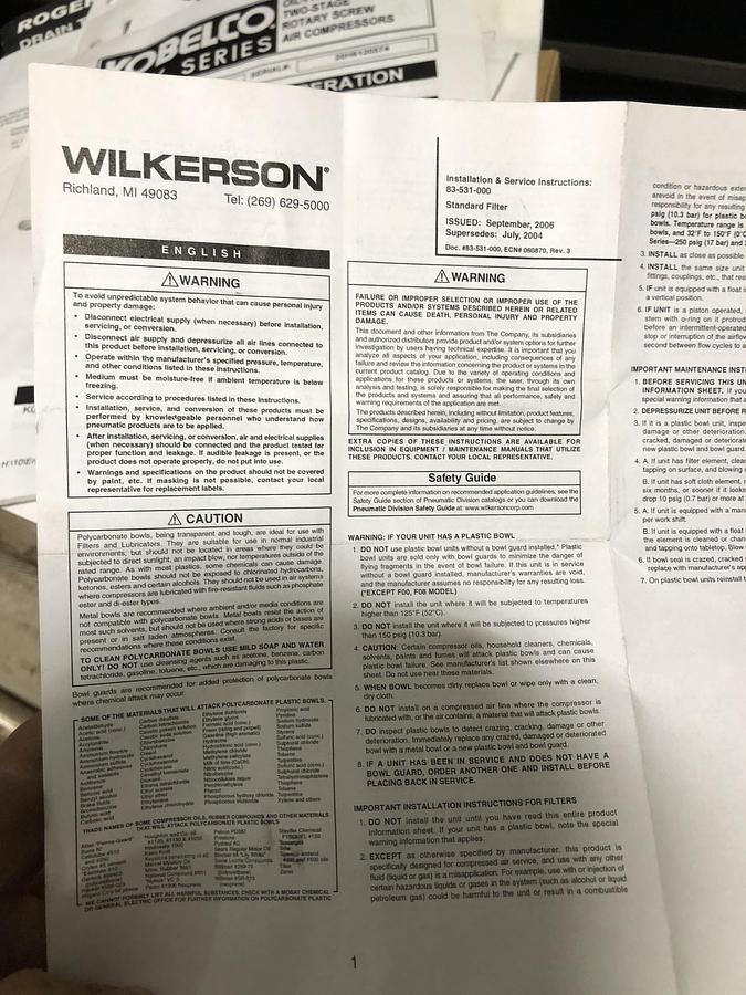 Used Kobelco Oil-Free Rotary Screw Air Compressor KNWA1-G/H