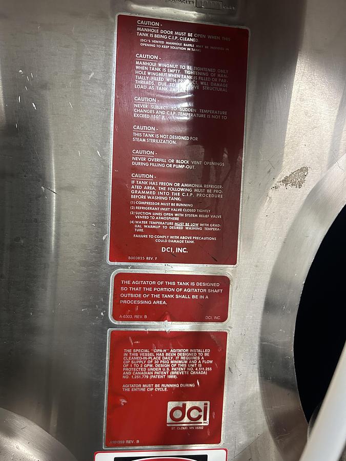 Used DCI Inc. Stainless Steel Storage Tanks Group of 3  6000 & 10000 Gallon Agitated CIP-Ready