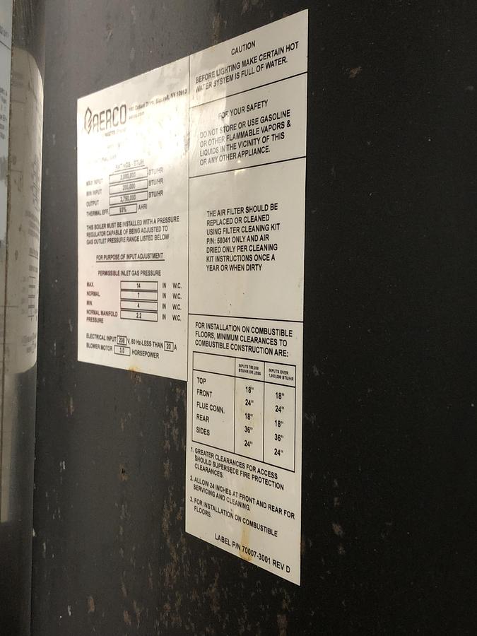 Used AERCO Benchmark Commercial Water Heater System BMK 3000