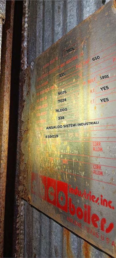 Used ABCO Industries 2,200 HP Industrial Steam Boiler – 76,000 LB/HR (1991)