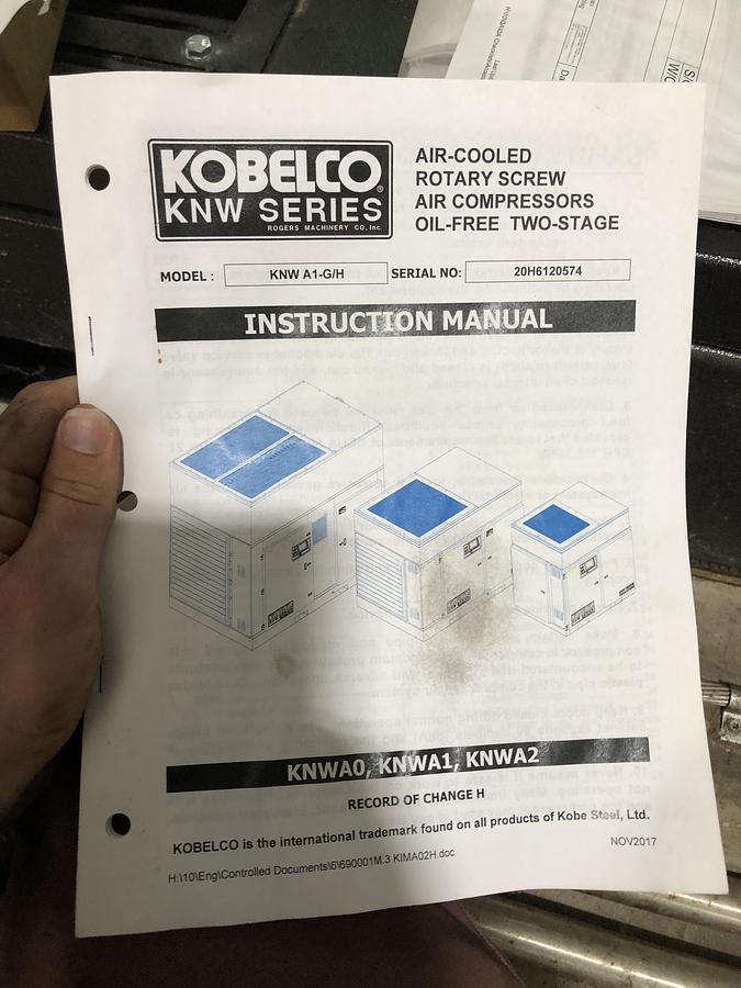 Used Kobelco Oil-Free Rotary Screw Air Compressor KNWA1-G/H