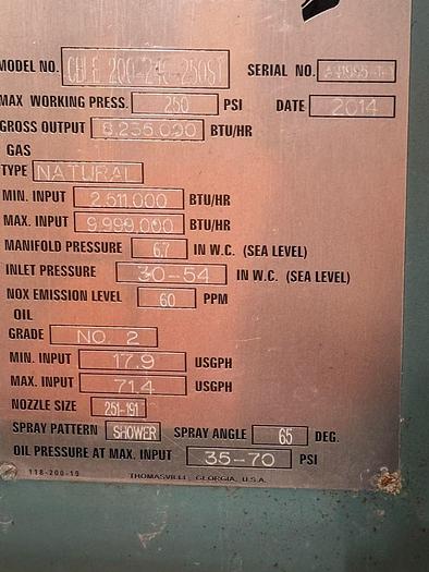 Used 246 HP Cleaver Brooks 250 PSI Steam Boiler 2014 Model CBLE 200-246-250ST Mobile
