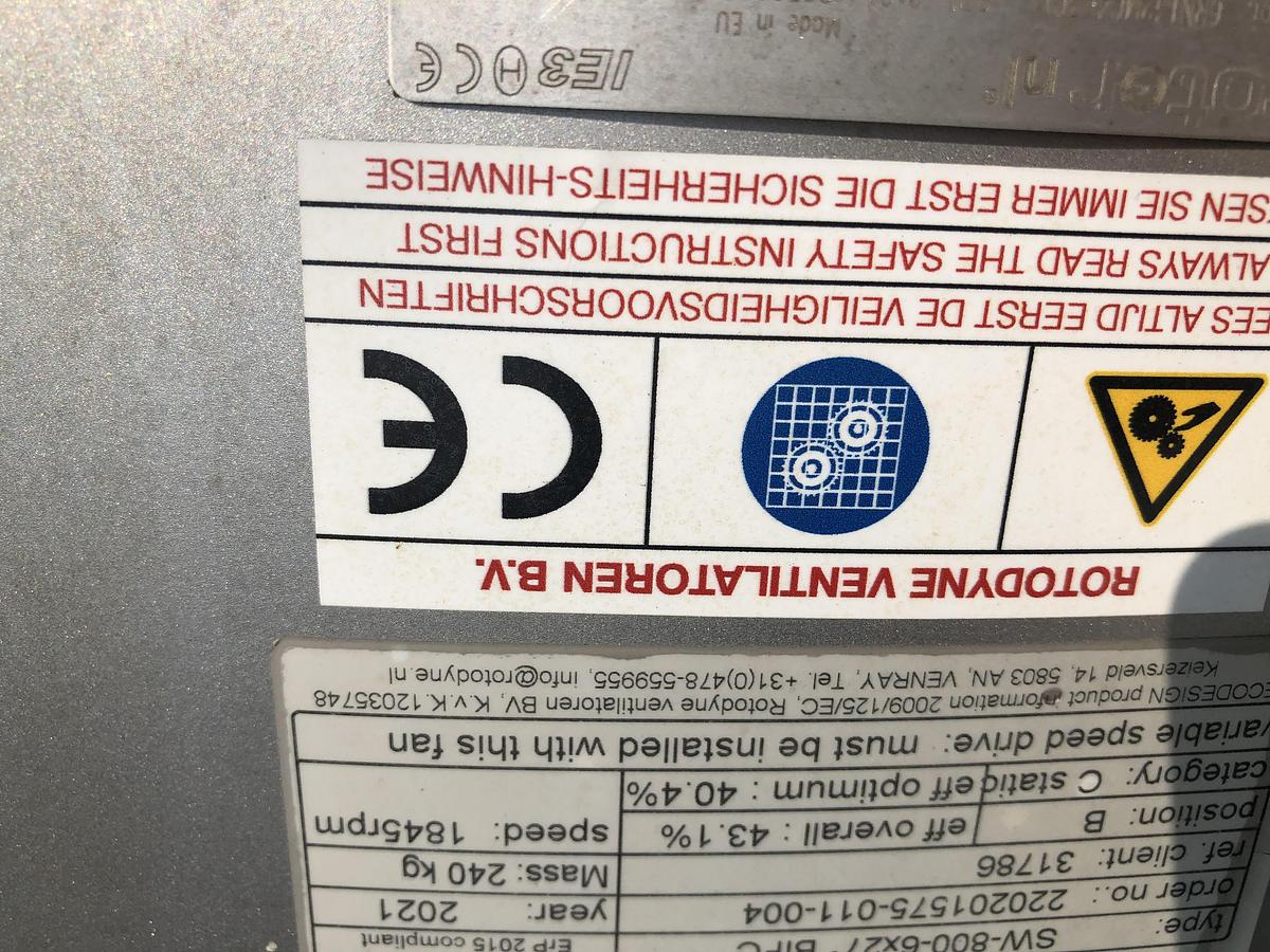 Used Skyplume SW-800-6X27° BIFC Industrial Exhaust Fan with Vertical Discharge Stack (2021)