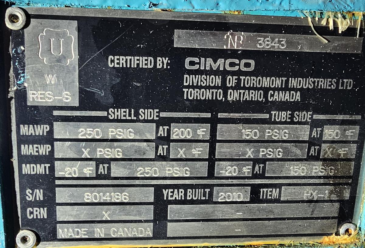 Used Toromont CIMCO Industrial Refrigeration System - 300 Ton Capacity with Heat Exchangers (2010)