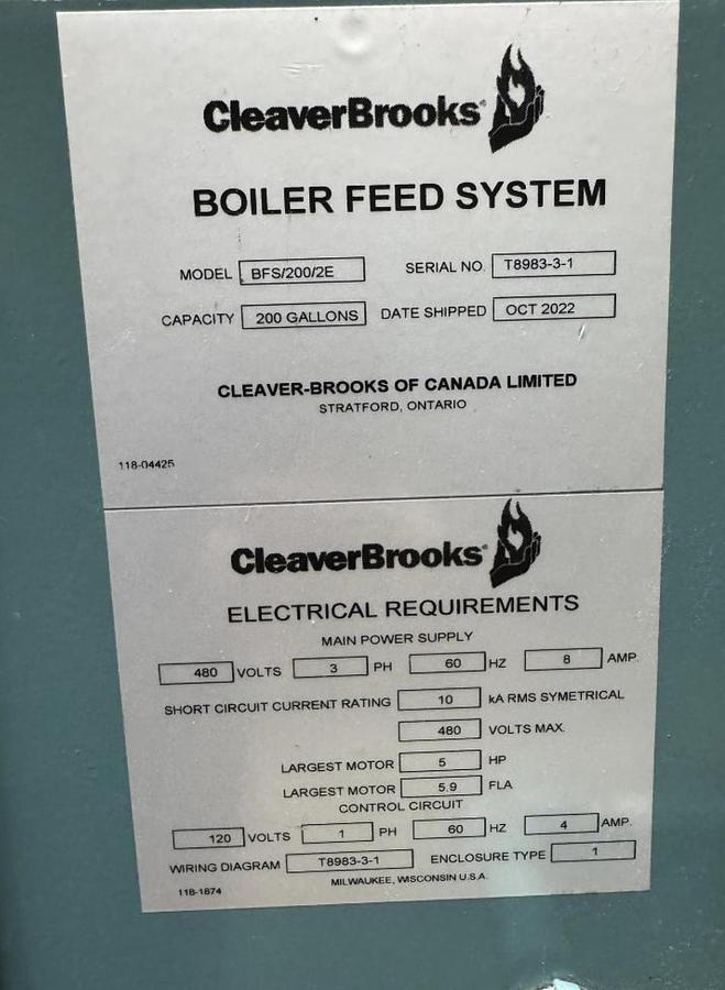 Used Used Cleaver Brooks CBLE 150HP 150PSI Steam CBLE-4D 700-150-150ST 2022