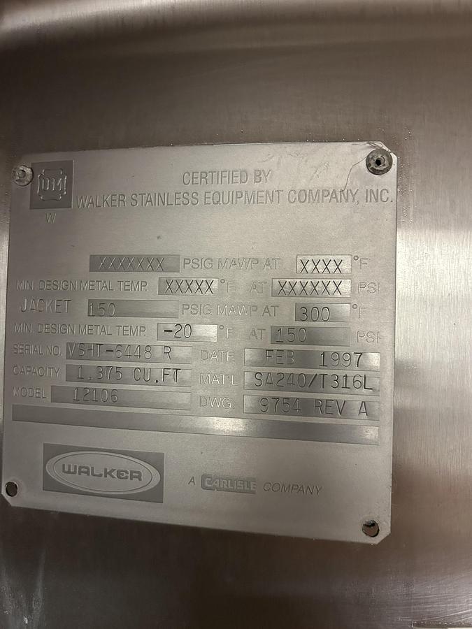 Used Walker Stainless 20,000 Gallon Jacketed Stainless Steel Storage Tanks SA240/T316L R-717 Lot of 4 1997