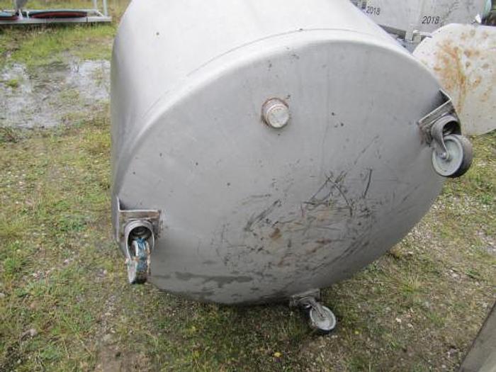 Brugt 850 liters rustfrit kar med thermokappe.