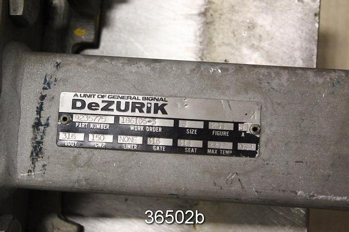 Used Dezurik 8" Hand Operated V-Port Knife Gate Valve #36502