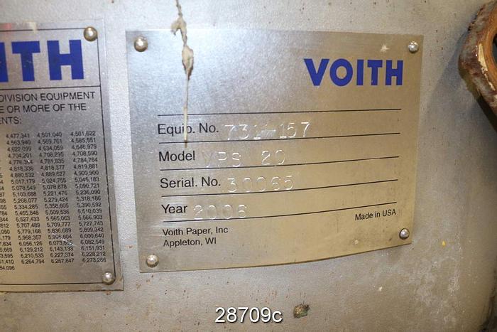Used Voith VPS 20 Pressure Screen, Stainless Steel, with Multifoil Rotor #28709