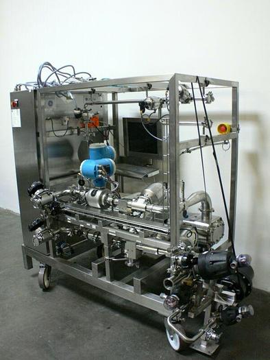 Used GE Healthcare Pump Skid w/ 15HP Ultima LU640 Rotary Lobe Pump & Mass Flow Meters