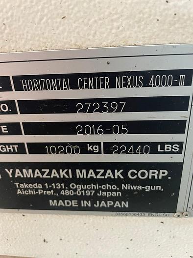 Used 2016 MAZAK HCN NEXUS 4000-III