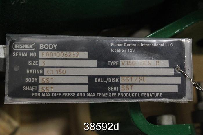 Unused Fisher 3" Vee Ball Control Valve, V150, 2052 Actuator, DVC6200 Positioner, Unused #38592