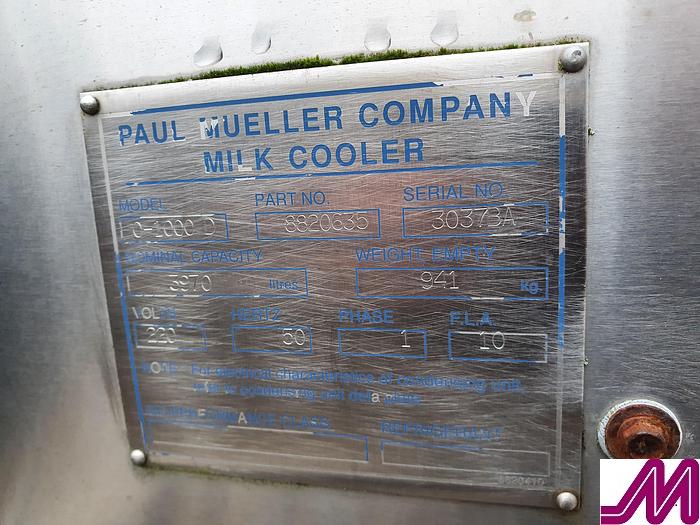 Used Paul Mueller 4,000 Litre Refrigerated Horizontal Tank 0-1000D