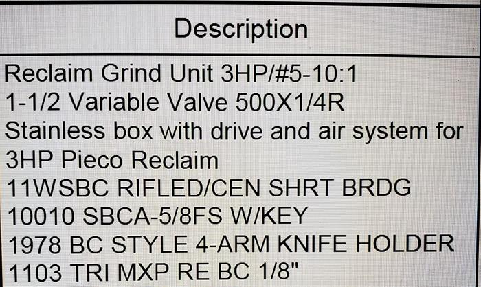 Used Grinder, Meat, Weiler, Mdl 1109, 50 HP, Reclaim Grind Unit #D743358