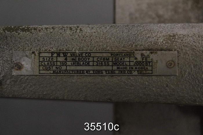Used FNW 2000 BT 4" Hand Operated Knife Gate Valve #35510