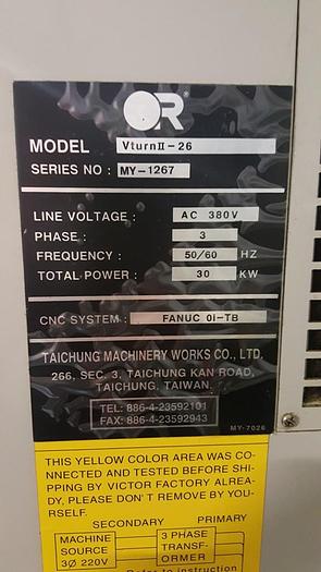 Used 2004 VICTOR VTurn-II-26 CNC Lathe - Fanuc OiTB Control