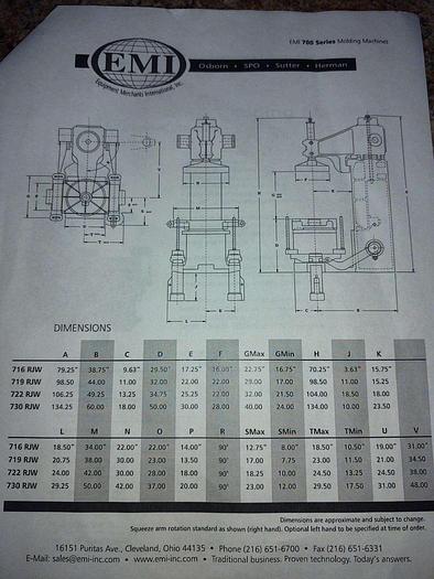 Used Osborn Ram Jolt Molding Machine 722 RA