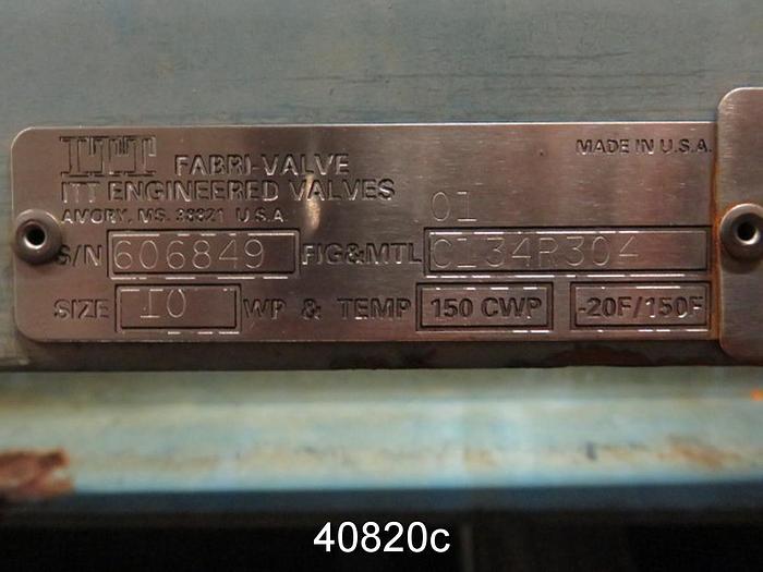 Unused 10" Fabri-valve Air Operated Knife Gate Valve #40820