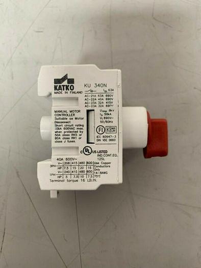 Used Altech Corp Katko KU340N 3-Pole Motor Disconnect Switch 40A/600V
