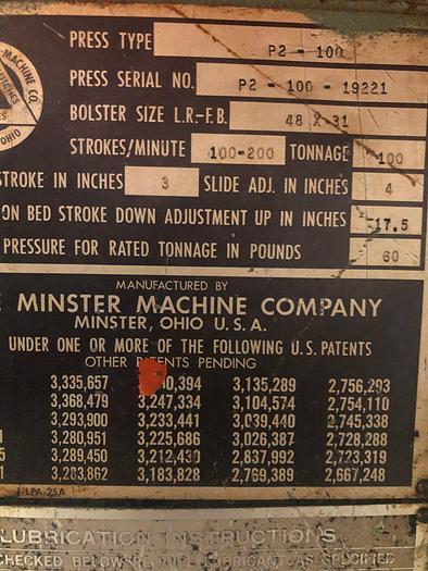 Used 1971 MINSTER P2-100-48