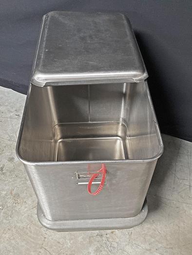 Used Seco Piper Mobile Ingredient Bin, 150 lb Capacity with Sliding Cover, Stainless Steel