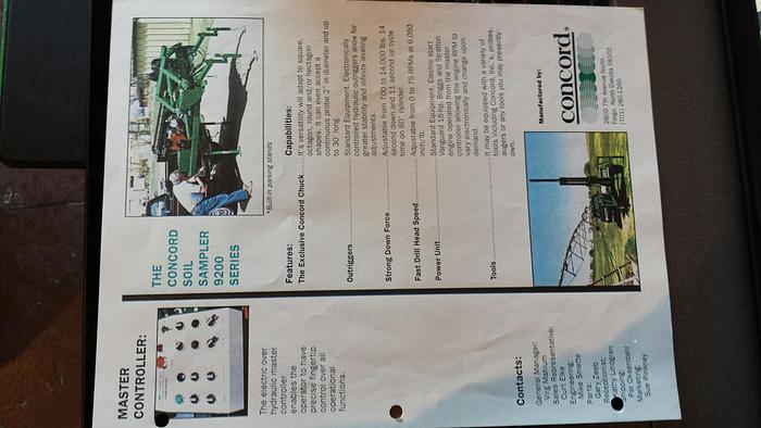 Used HB19285  Concord Auger soil sampler drill  9200 series Soil Sampling Drill