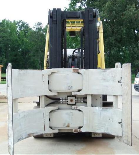 Used 12,000 POUND ROLL CLAMP FORKLIFT TRUCK W/ 60” DIAMETER CASCADE ROLL CLAMP ONLY 950 HOURS