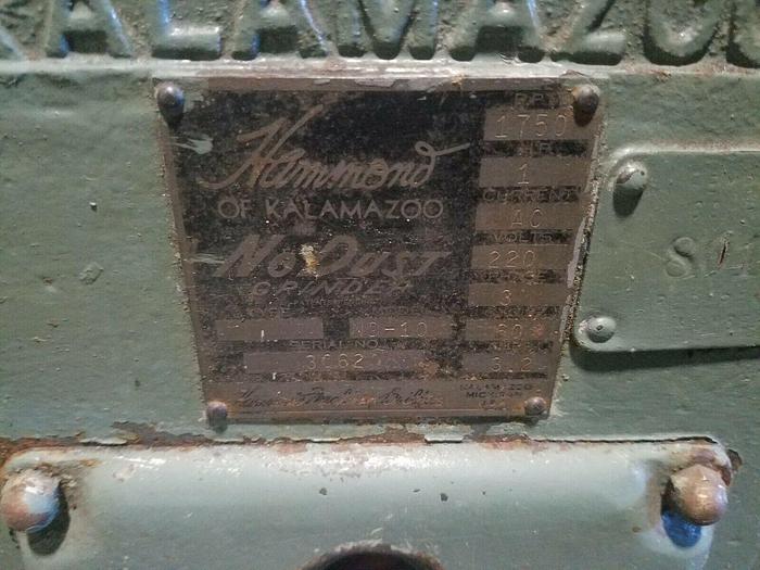 Used Hammond Pedestal Grinder with Built In Dust Collect Model ND-10 Double 8" Wheels