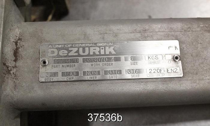 Used Dezurik 8" Hand Operated Knife Gate Valve, 9272420 #37536