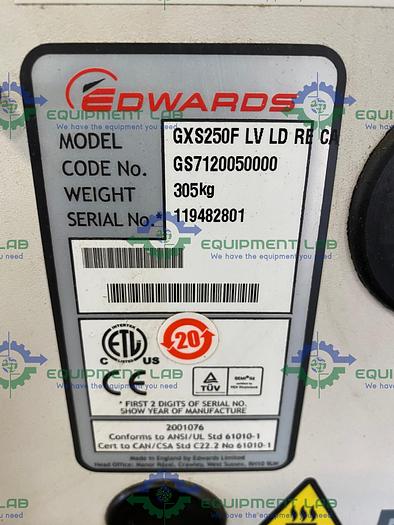 Used Edwards GXS 250 Dry Screw Vacuum Pump LV LD RE CA Model GXS250F 147 CFM