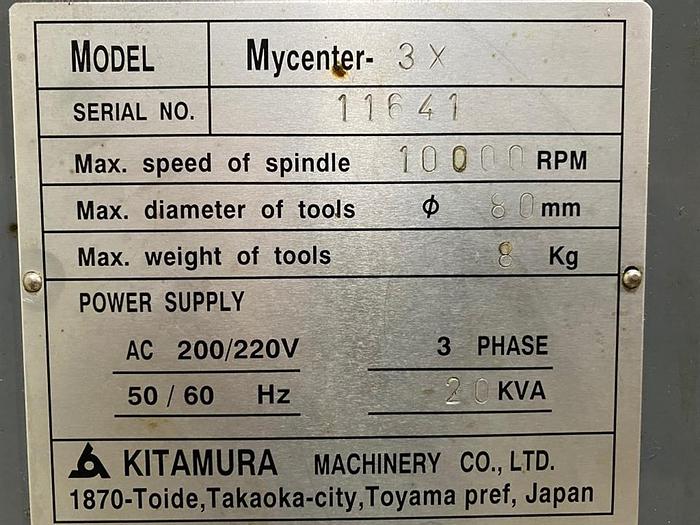Used 1998 Kitamura Mycenter 3X