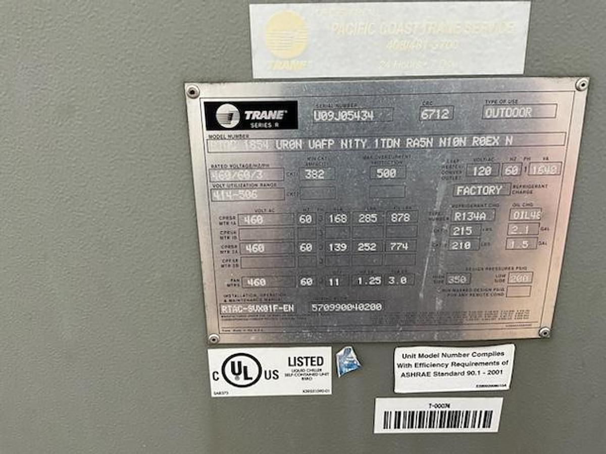 Used TRANE – Used 185 Ton Air Cooled Chiller