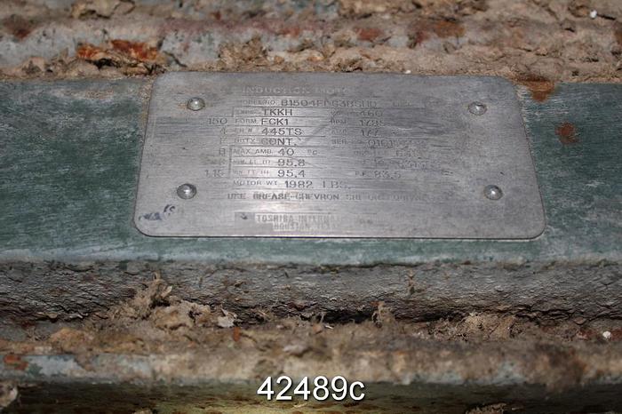 Used Toshiba B1504FLG3BSHD A/C Motor, 150 Hp, 1800 Rpm, 445TS Frame #42489