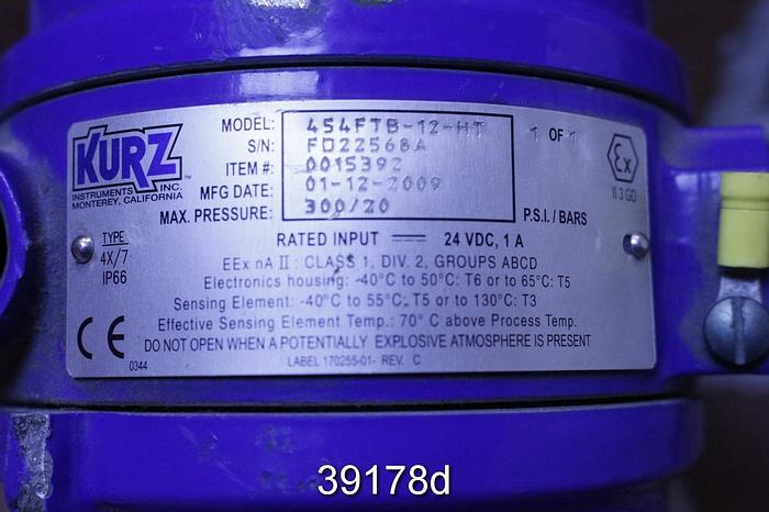 Used Kurz 454FTB-12-HT Air Flow Transmitter #39178