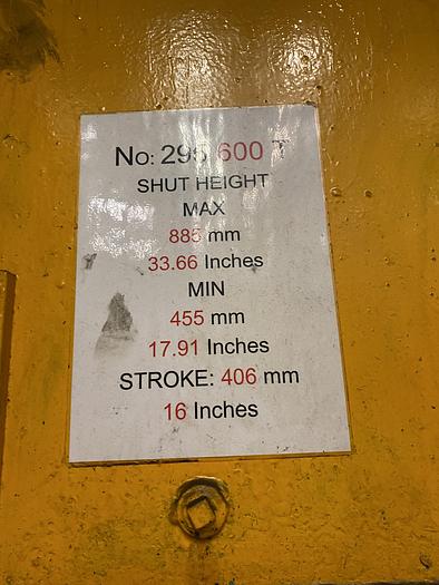 Used Cowlishaw Walker 600-ton Single Action Mechanical Press