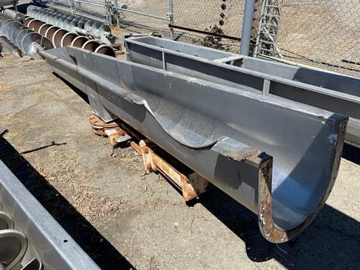 Used Stainless Steel Auger Screw Auger Trough 13' Long x 13" Wide