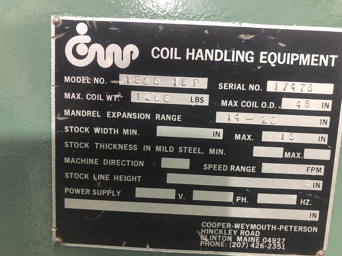 Used COOPER-WEYMOUTH PETERSON 1200 18P