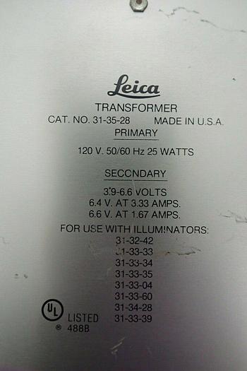 Used Leica Cat. No. 31-35-28 Microscope Light Illuminator Transformer with Stand