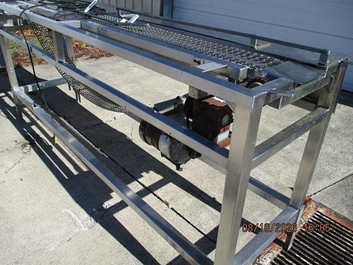 Used Conveyor w/Work Station; 6"Wx7.5'L; Wire Mesh